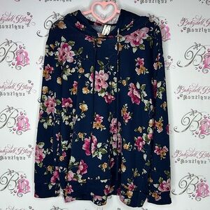 Vanilla bay hoodie pull over stretchy soft floral navy blue pink orange green